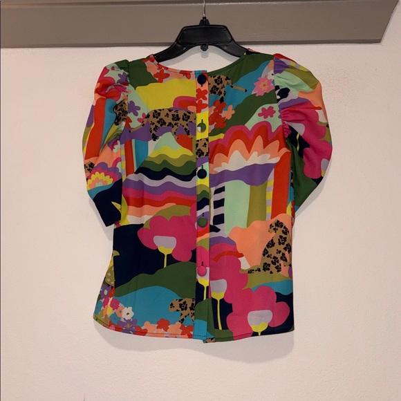 Crosby by Mollie Burch Printed Puff Sleeve Top SZ XS EUC - Picture 2 of 5